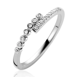 Online Zinzi zilveren ring (4mm breed) slagmodel bezet met witte zirkonia’s ZIR2729