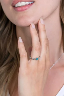 Clearance Zinzi zilveren ring paperclip schakel turquoise blauw rond ZIR2173