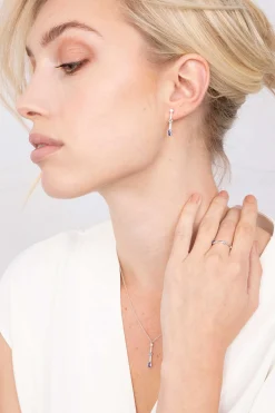Clearance Zinzi zilveren ring rond driehoek druppel wit blauw ZIR2091