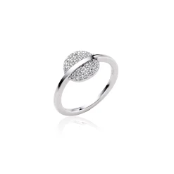 Zinzi zilveren ring rond wit ZIR1444