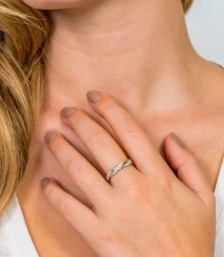 New Zinzi zilveren ring verweven glad wit ZIR1781