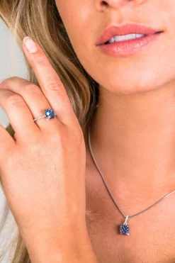 Outlet Zinzi zilveren ring vierkant blauw wit ZIR1470B