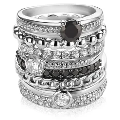 Online Zinzi zilveren ring wit ZIR827
