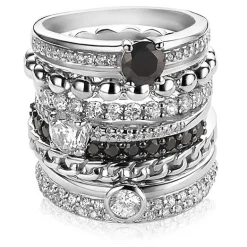 Sale Zinzi zilveren ring zwart ZIR827Z