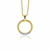 Discount Zinzi zilveren ronde hanger 22mm in geel verguld gedraaid witte zirconia ZIH2128Y (zonder collier)