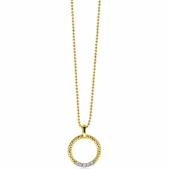 Discount Zinzi zilveren ronde hanger 22mm in geel verguld gedraaid witte zirconia ZIH2128Y (zonder collier)