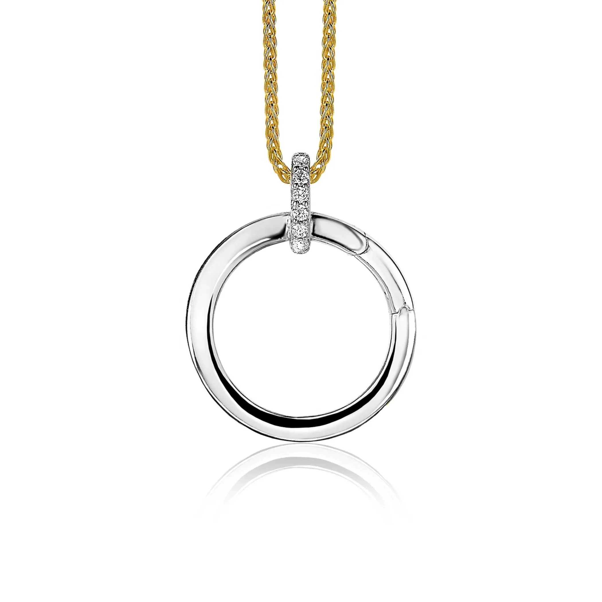 New Zinzi zilveren ronde hanger 21mm met sluitring wit ZIH2061 (zonder collier)