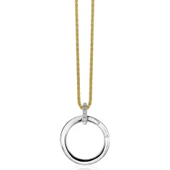 New Zinzi zilveren ronde hanger 21mm met sluitring wit ZIH2061 (zonder collier)