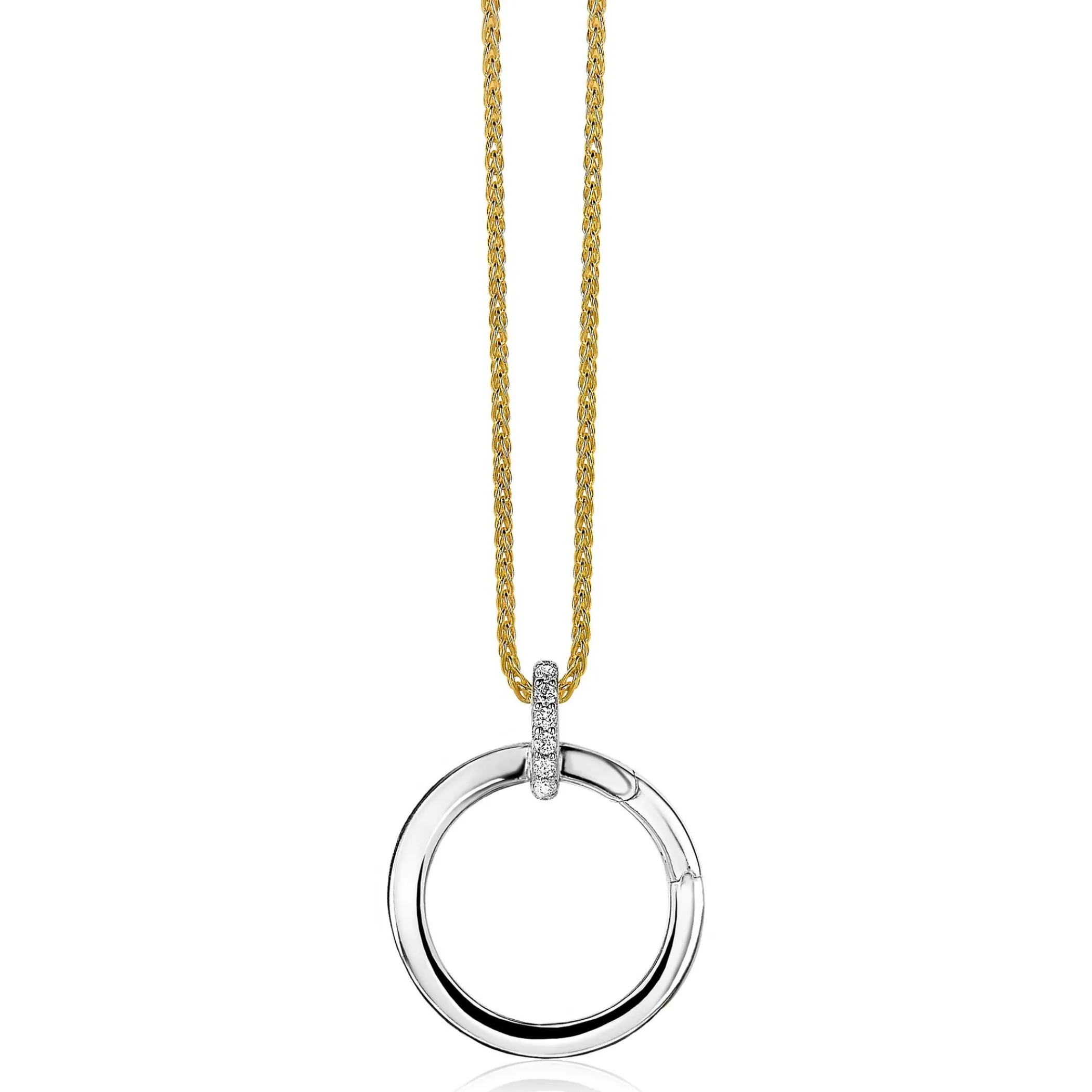New Zinzi zilveren ronde hanger 21mm met sluitring wit ZIH2061 (zonder collier)