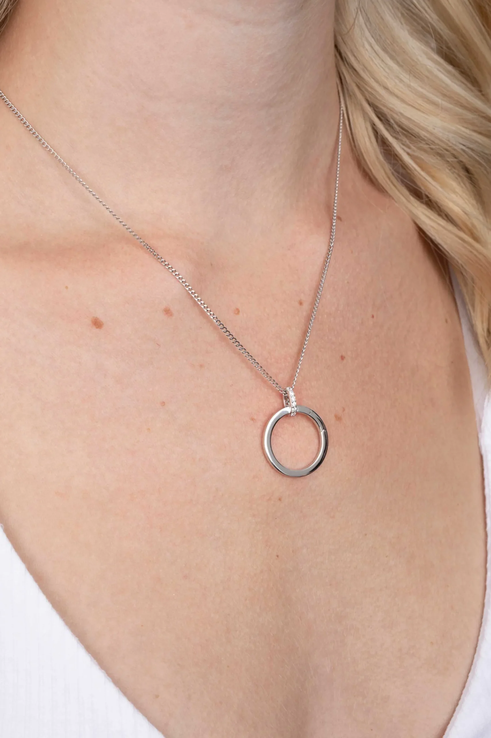 New Zinzi zilveren ronde hanger 21mm met sluitring wit ZIH2061 (zonder collier)