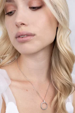 New Zinzi zilveren ronde hanger 21mm met sluitring wit ZIH2061 (zonder collier)