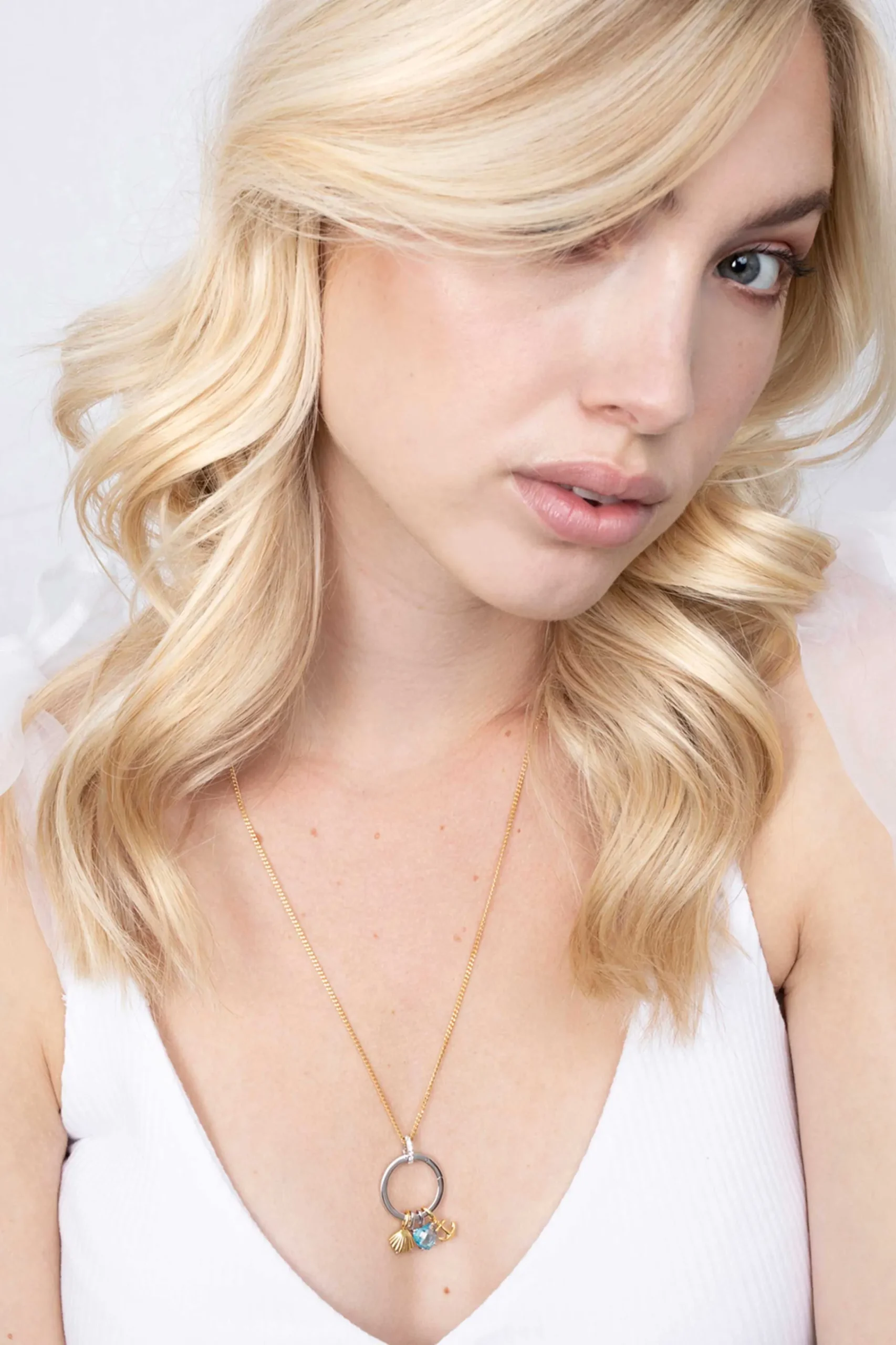 New Zinzi zilveren ronde hanger 21mm met sluitring wit ZIH2061 (zonder collier)