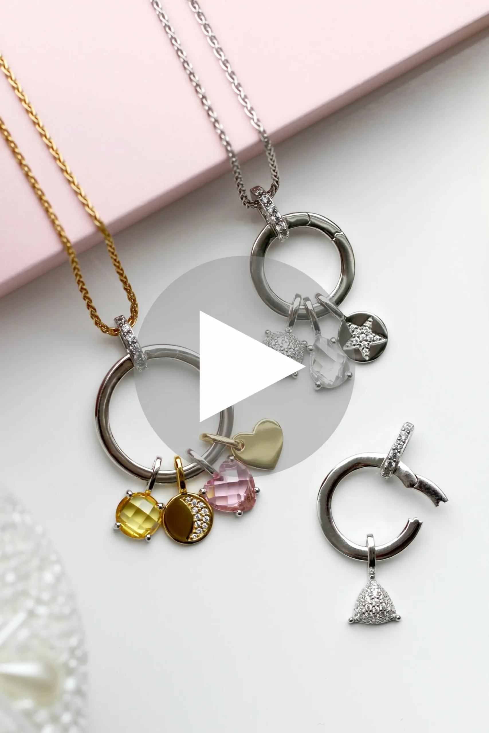 New Zinzi zilveren ronde hanger 21mm met sluitring wit ZIH2061 (zonder collier)