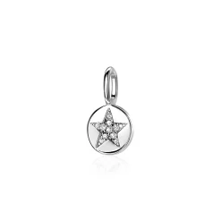 Hot Zinzi zilveren ronde hanger ster wit ZIH2066 (zonder collier)