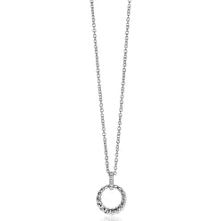 Clearance Zinzi zilveren ronde hanger 15mm gedraaid motief, hangoog bezet met witte zirconia's ZIH2403 (zonder collier)