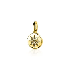 New Zinzi zilveren ronde hanger geel verguld zonnetje ZIH2068G (zonder collier)