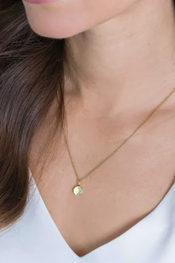 Best Zinzi zilveren ronde hanger geel verguld halve maan wit ZIH2067G (zonder collier)