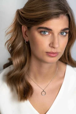 New Zinzi zilveren ronde hanger 22mm gedraaid witte zirconia ZIH2128 (zonder collier)