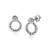 Hot Zinzi zilveren ronde oorstekers 12mm gedraaid motief, bezet met witte zirconia's ZIO2390