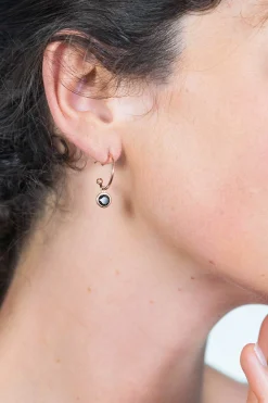 Outlet Zinzi zilveren rosé vergulde oorsieraden zwarte kleursteen 16mm ZIO1935RZ