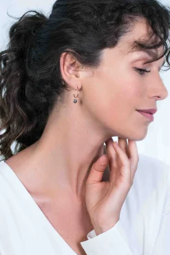 Outlet Zinzi zilveren rosé vergulde oorsieraden zwarte kleursteen 16mm ZIO1935RZ