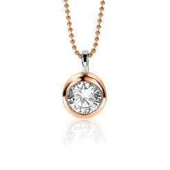 Clearance Zinzi zilveren rosé vergulde hanger rond witte zirconia ZIH3