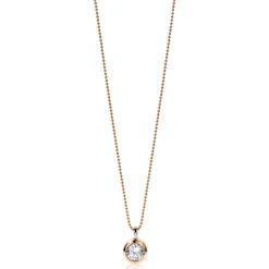 Clearance Zinzi zilveren rosé vergulde hanger rond witte zirconia ZIH3