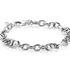 Hot Zinzi zilveren schakel armband, waarbij ronde schakels zijn gecombineerd met zes trendy grotere marine schakels 7,8mm breed 17-20cm ZIA2580