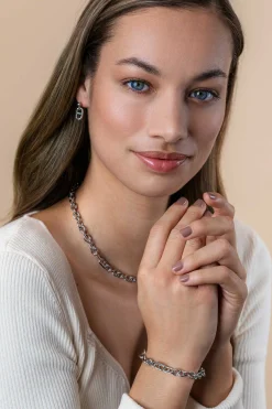 Hot Zinzi zilveren schakel armband, waarbij ronde schakels zijn gecombineerd met zes trendy grotere marine schakels 7,8mm breed 17-20cm ZIA2580