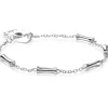 Outlet Zinzi zilveren schakel armband met vijf gladde bamboe vormen 17-20cm ZIA2577