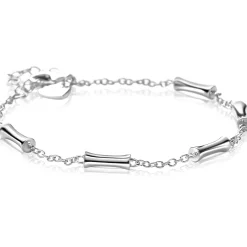 Outlet Zinzi zilveren schakel armband met vijf gladde bamboe vormen 17-20cm ZIA2577