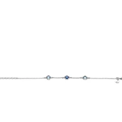 Discount Zinzi zilveren schakel armband met twee lichtblauwe klavers en een donkerblauwe klaver in het midden 17-20cm ZIA2663B