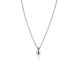 Hot Zinzi zilveren schakel ketting met druppelvormige hanger (15mm) bezet met vier witte zirkonia's 42-45 cm ZIC2655