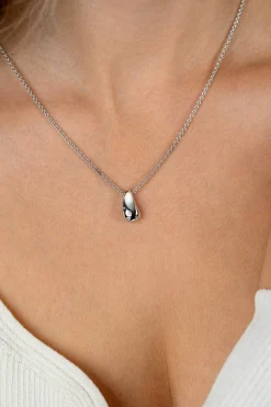 Hot Zinzi zilveren schakel ketting met druppelvormige hanger (15mm) bezet met vier witte zirkonia's 42-45 cm ZIC2655