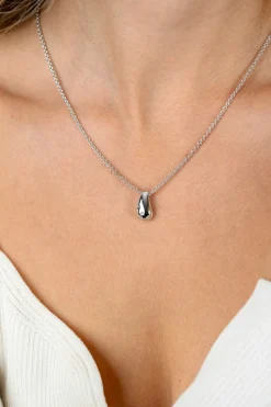 Hot Zinzi zilveren schakel ketting met druppelvormige hanger (15mm) bezet met vier witte zirkonia's 42-45 cm ZIC2655
