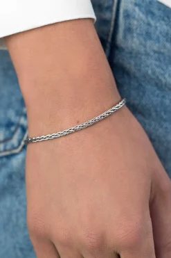 New Zinzi zilveren schakelarmband palmier massief 3mm breed 18,5cm ZIA1912