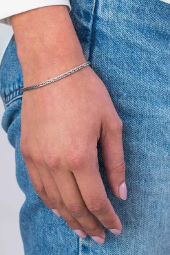 New Zinzi zilveren schakelarmband palmier massief 3mm breed 18,5cm ZIA1912