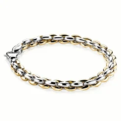 Sale Zinzi zilveren schakelarmband geel verguld 7mm breed 19,5cm ZIA1290