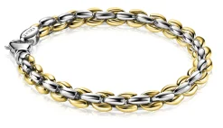 Sale Zinzi zilveren schakelarmband geel verguld 7mm breed 19,5cm ZIA1290