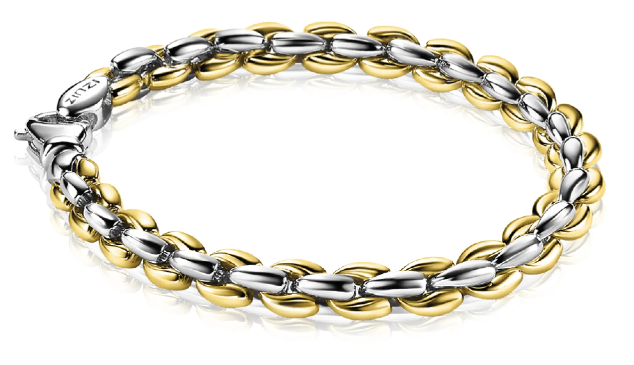 Sale Zinzi zilveren schakelarmband geel verguld 7mm breed 19,5cm ZIA1290