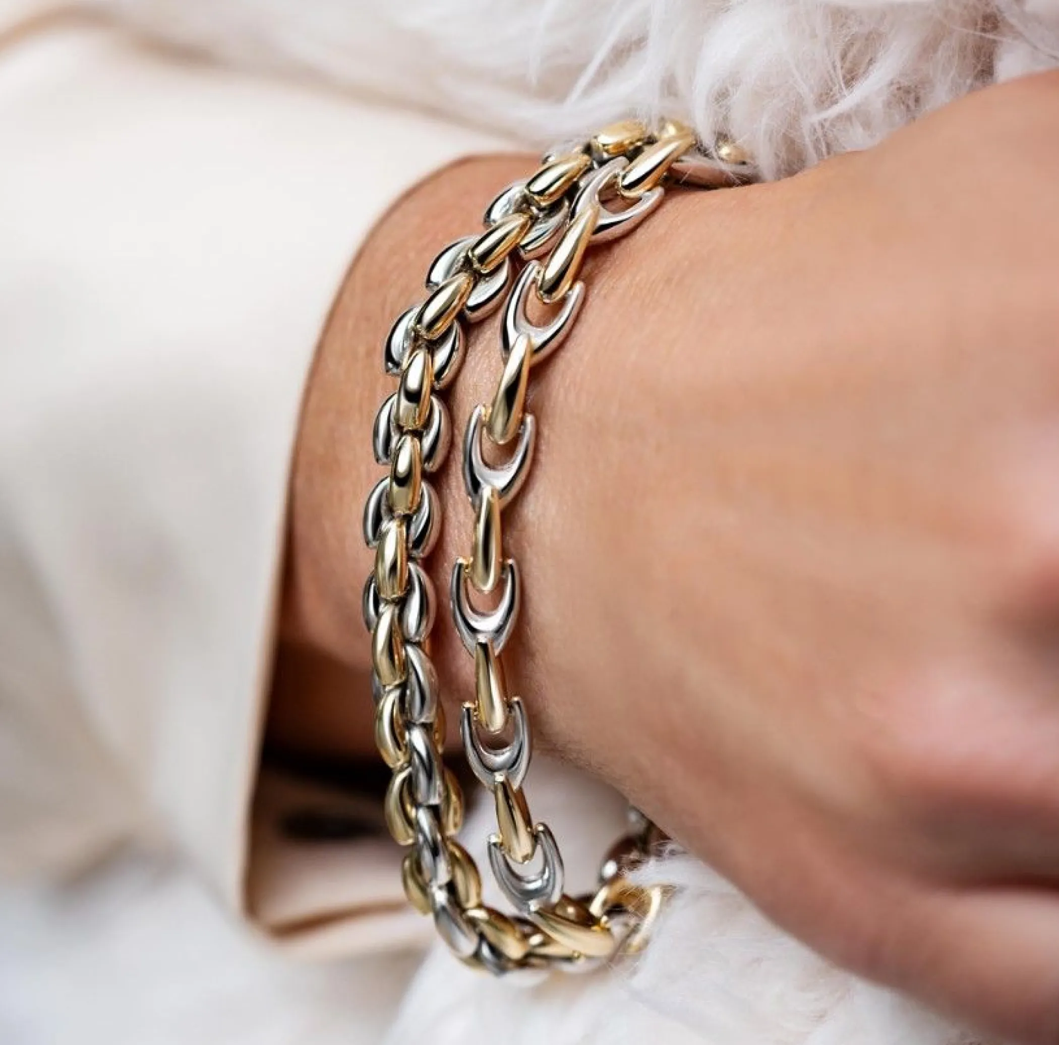 Sale Zinzi zilveren schakelarmband geel verguld 7mm breed 19,5cm ZIA1290