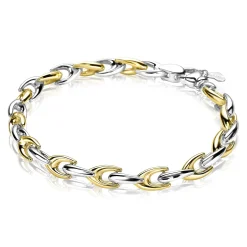 New Zinzi zilveren schakelarmband geel verguld 6,4mm breed 20cm ZIA1641BG