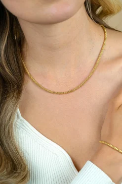 New Zinzi zilveren schakelcollier 14K geelverguld 45cm ZIC1288G