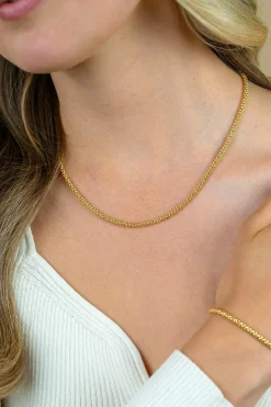 New Zinzi zilveren schakelcollier 14K geelverguld 45cm ZIC1288G