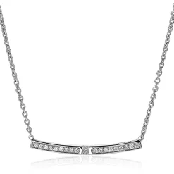 Sale Zinzi zilveren schakelcollier met staafje witte zirconia's 42-45cm ZIC1957