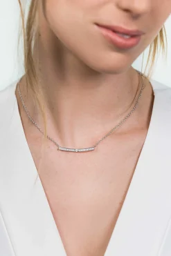 Sale Zinzi zilveren schakelcollier met staafje witte zirconia's 42-45cm ZIC1957