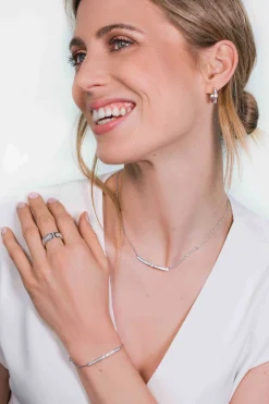 Sale Zinzi zilveren schakelcollier met staafje witte zirconia's 42-45cm ZIC1957