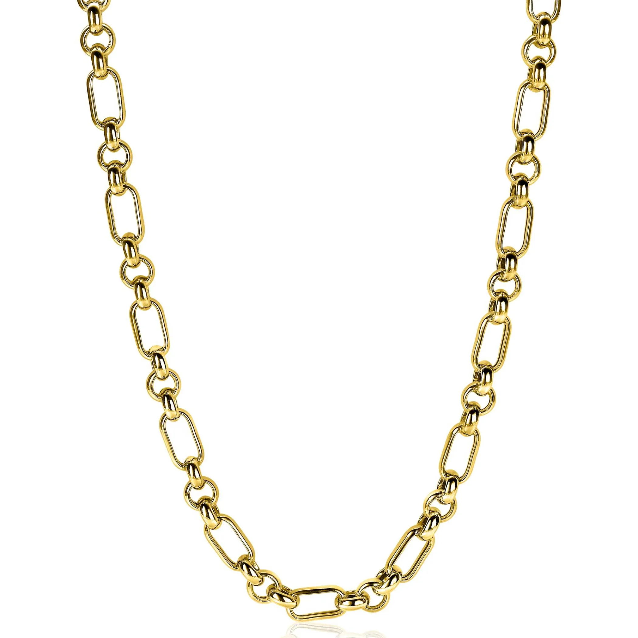 Sale Zinzi zilveren schakelcollier 14K geel verguld ovaal en jasseron schakel 45cm ZIC2154G