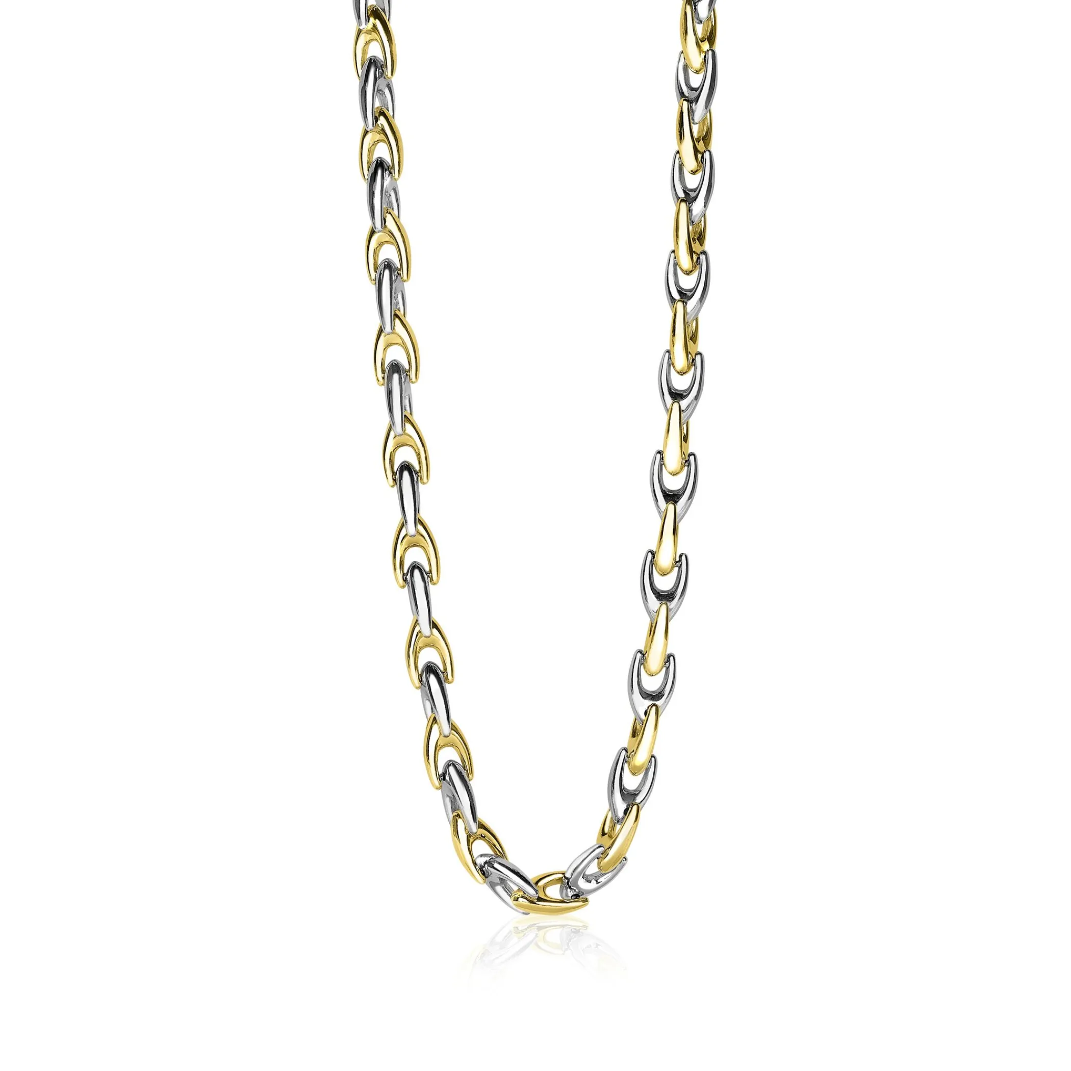 Online Zinzi zilveren schakelcollier geel verguld 6,4mm breed 45,5cm ZIC1641BG