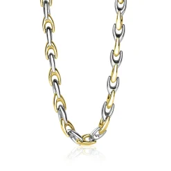 Online Zinzi zilveren schakelcollier geel verguld 6,4mm breed 45,5cm ZIC1641BG
